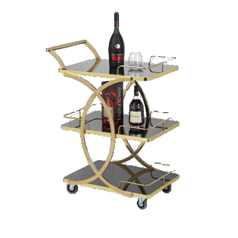 Three-layer stainless steel glass wine cart Multifunctional art trolley Silent 4s shop dim sum tea cart Tool cart