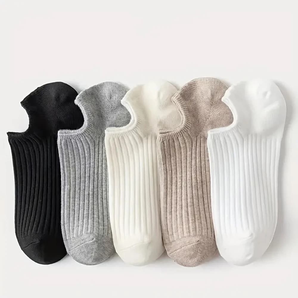 5/10 Pairs No Show Solid Boat Men Socks,Simple & Breathable Unisex Ankle Socks,Women's Stockings&Black Low Tube Cute Socks