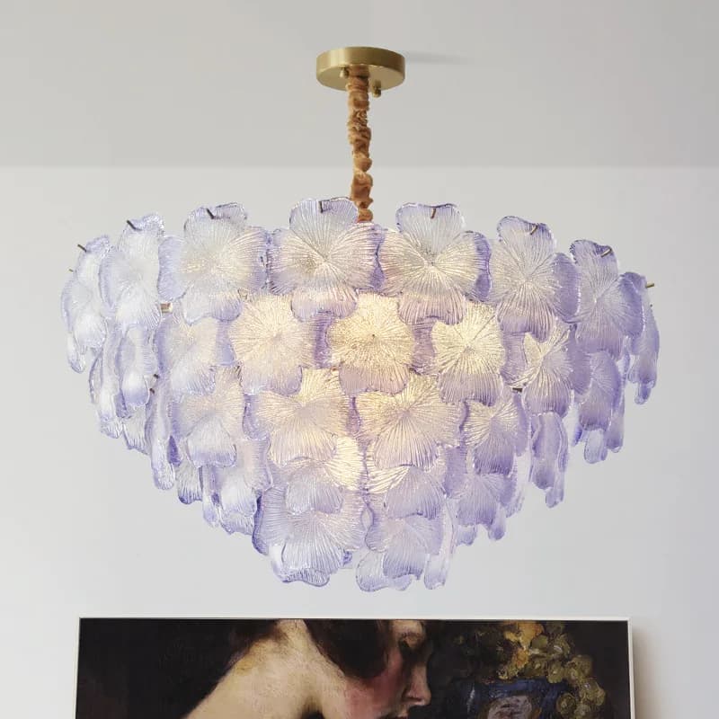 Modern French Style Flower Crystal Glass ceiling Lamp Led Chandelier For Living Room Bedroom Dining Room Girl Childen Room Decor