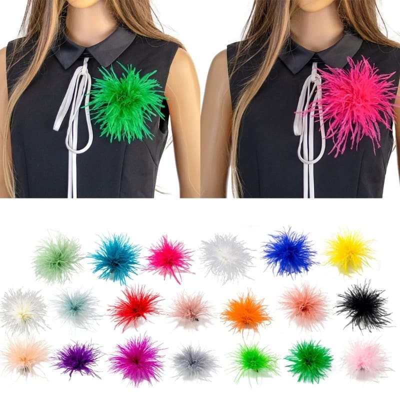 Feather Corsage Pins Feather Brooch Ostrich Feather Lapel Pins Jewelry Accessory  Dropship