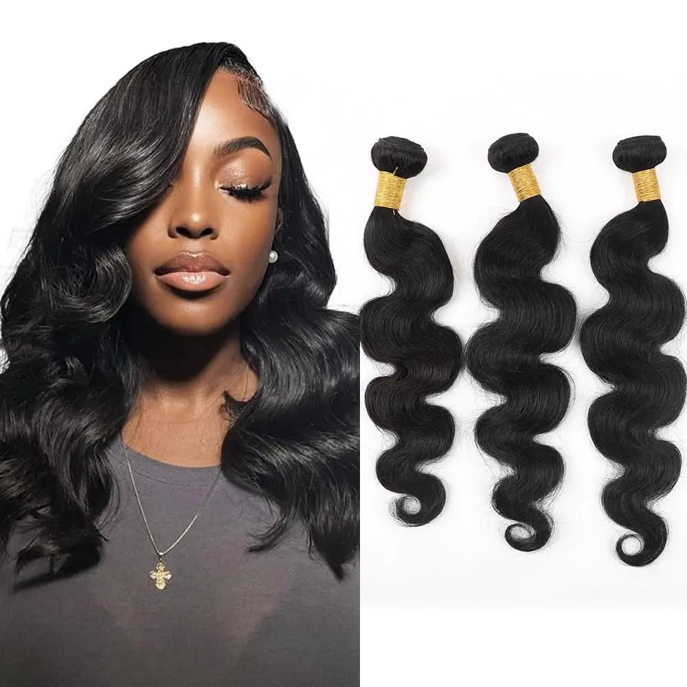 Brazilian Hair Body Wave 3 Bundles 16 18 20inchs 10A Human Hair Weave Bundles Natural color