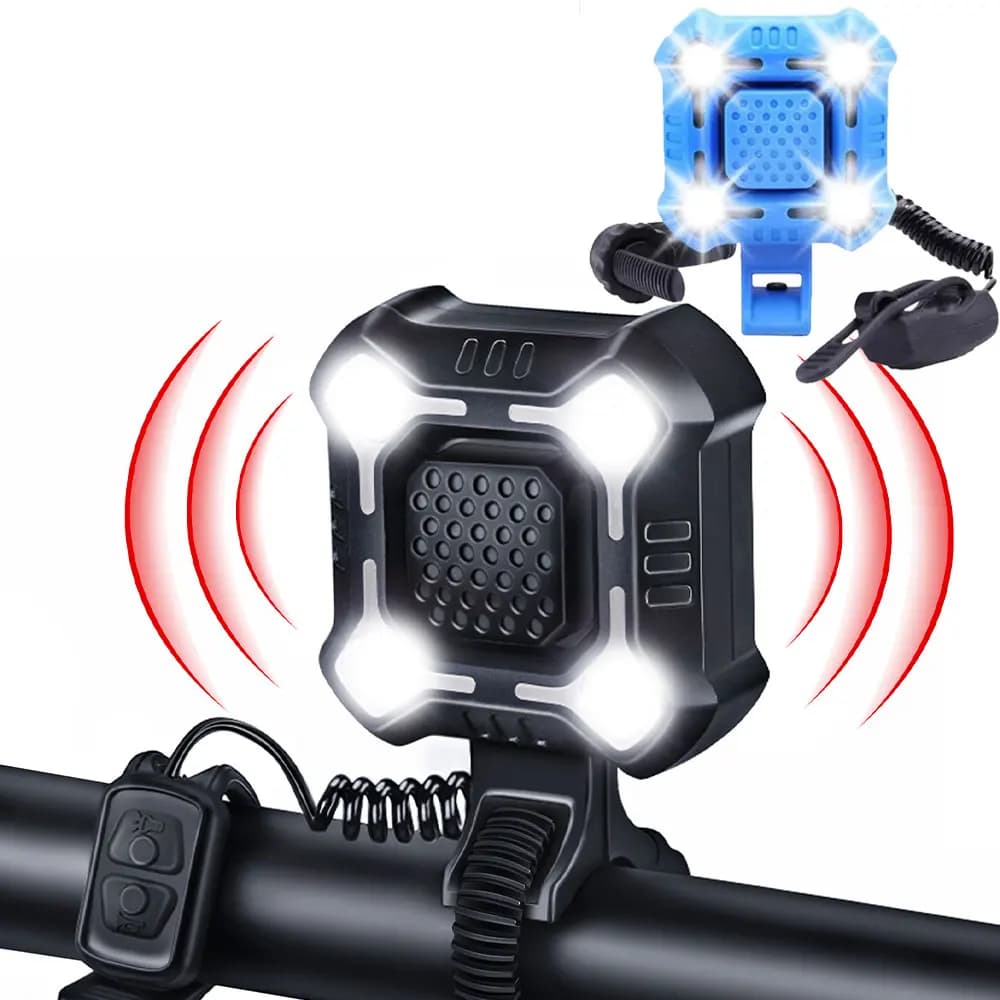 4 LEDs Bicycle Light Electric Horn 140dB Bike Bell Waterproof USB Charging Bicycle Horn Headlight Bicycle Alarm Bell