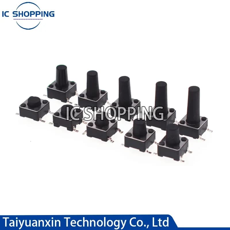 100Pcs Tact Switch Push Button Switch 6X6X5/4.3/5.5/6/7/8/9/10/13MM 12V Copper 4PIN SMD Micro Switch for TV Toys Home Use Button