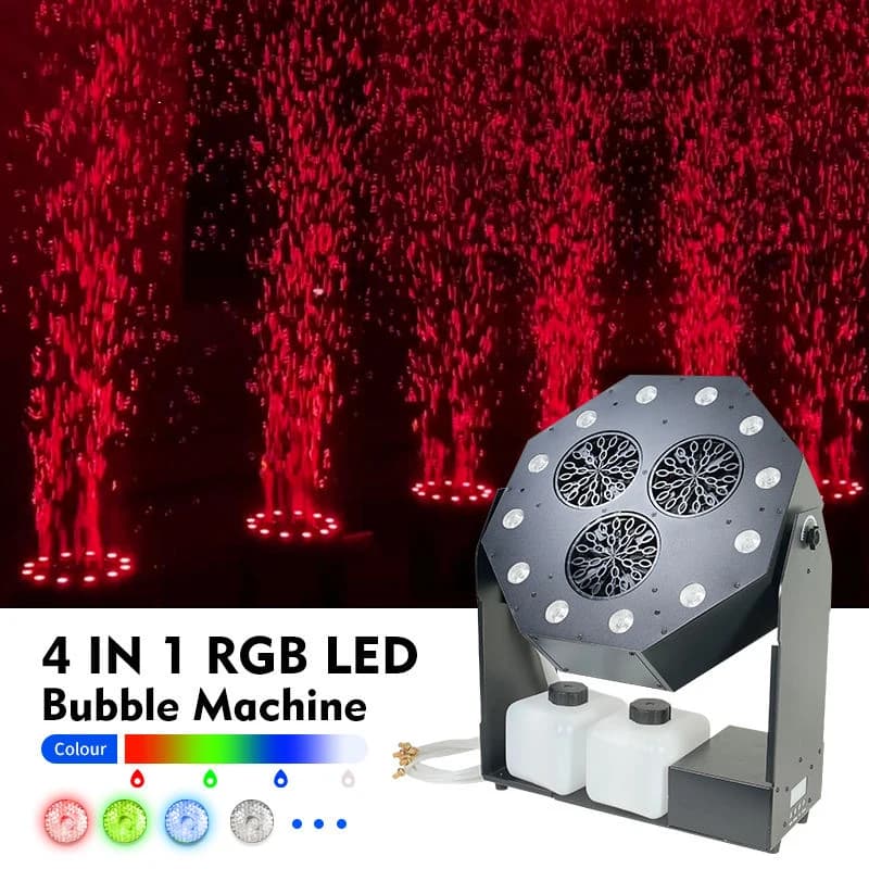 Butoy 120W Mini Bubbles Spraying Machine RGBW DMX Control 12pcs LED 3 Eyes Bubble Machine for Wedding DJ Disco Party Dance Show