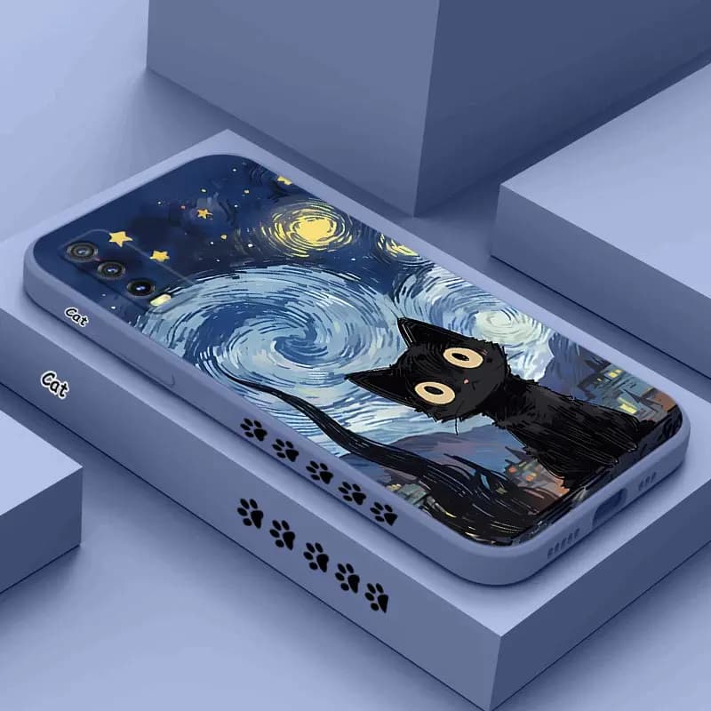 Y20 Starry Cat Silicone Phone Case For VIVO Y20 Y20i Y21T Y20S Y21 V23 V22 V25E Y35 Y25 V76 Y200 Y38 S19 V30E Cover
