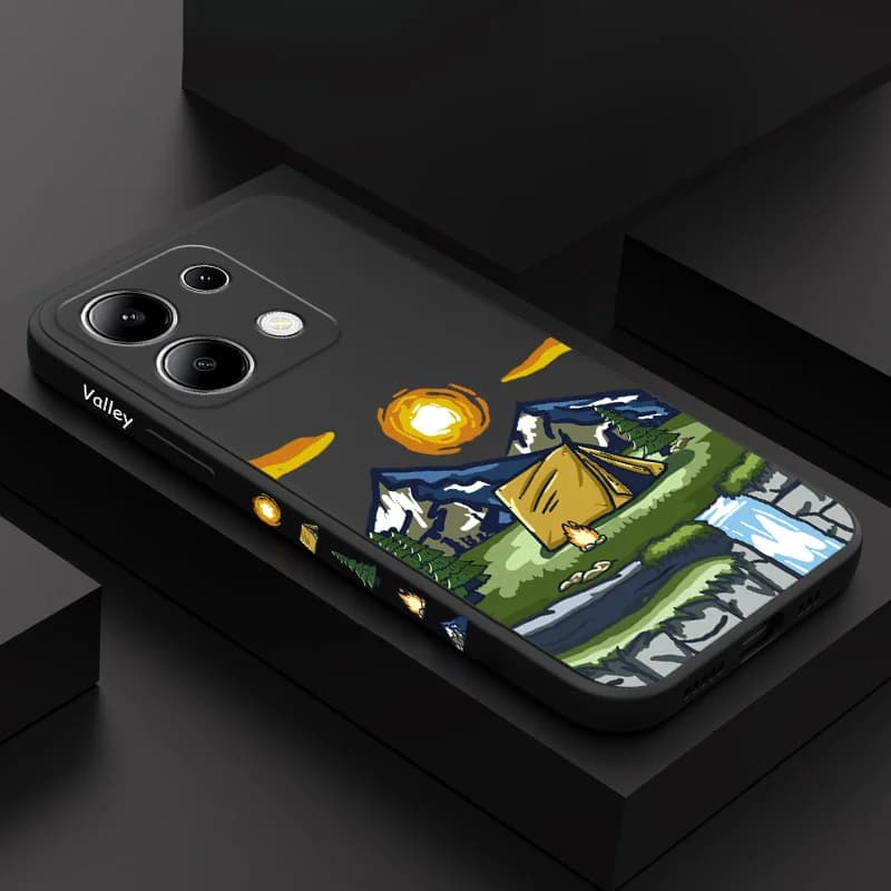 Valley Camping Phone Case For Xiaomi Redmi Note 13 12 12S 11 11S 10 10S 9 9S Pro Plus 4G 5G Liquid Silicone Cover