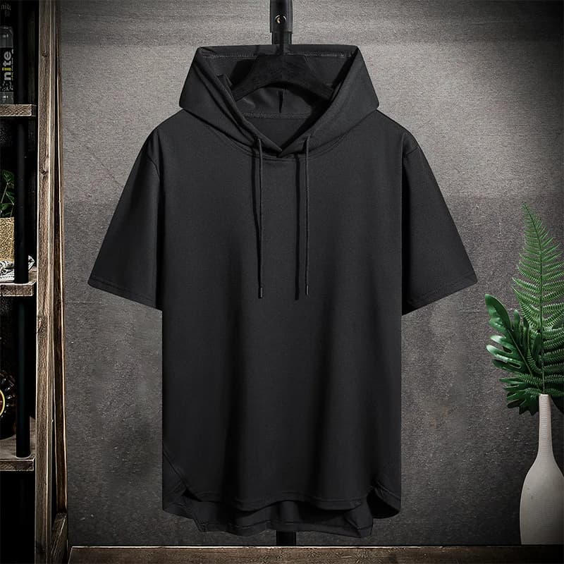 Quick-Dry GYM T-Shirt Sports Streetwear Fashion Oversized 4XL Hoodie T Shirt Black 2025 Summer Short Sleeves Top Tees Tshirt