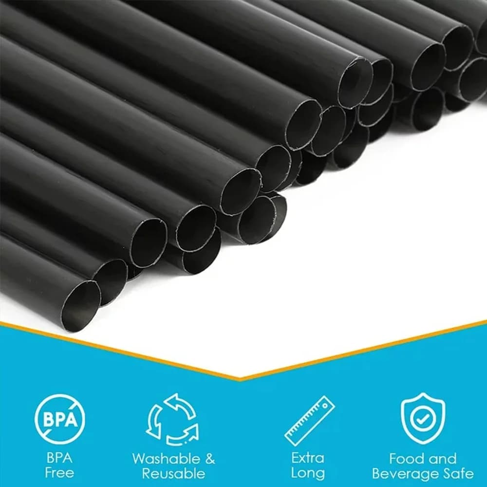 100/400Pcs Big Milkshake Straws Large Black Drinking Straws Bubble Tea Straw MilkTea Straws Party Wedding Bar Home Accessories
