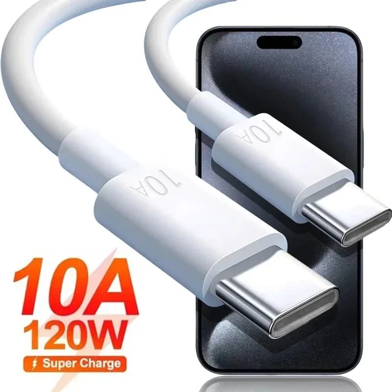 120W Dual Type C Cable 10 A PD Super Fast Cable Charge For iPhone Xiaomi Huawei Samsung Mobile Phone USB C High Speed Data Cord