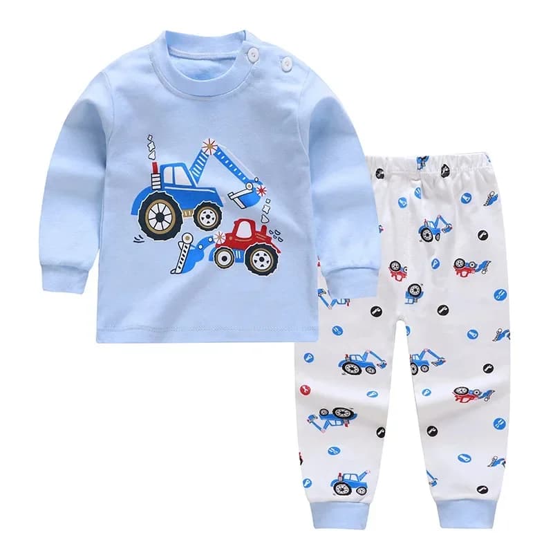 2024 New Kids Boys Girls Pajama Sets Cartoon Print Long Sleeve Cute T-Shirt Tops with Pants Toddler Baby Sleeping Clothing Sets
