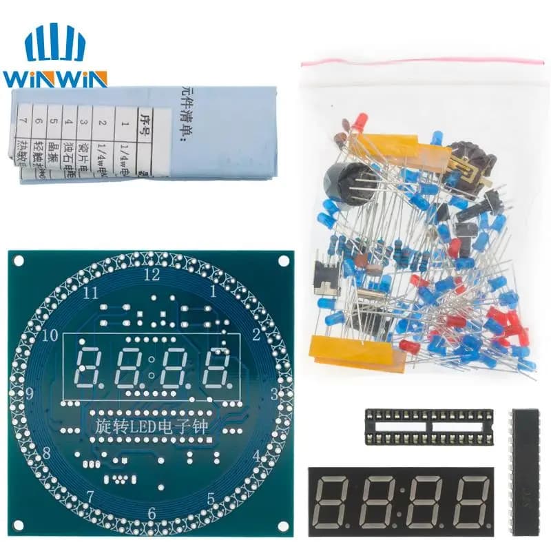 DIY Rotating Digital LED Display Module Alarm Electronic Digital Clock Kit 51 SCM Learning Board 5V DS1302