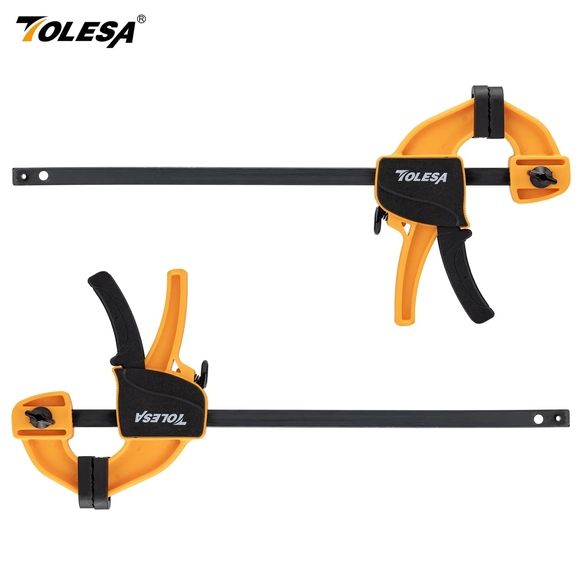 TOLESA 4"/6" Bar Clamps for Woodworking, 2PCS One-Handed Clamp / Spreader, Wood Clamp Set, Light-Duty Quick-Change F Clamp