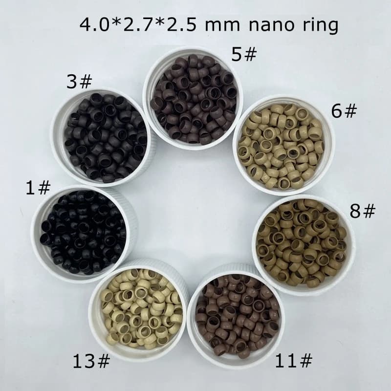 3000 pcs/Lot 4.0*2.7*2.5 mm Black nano micro rings copper micro beads For Nano Ring Hair Extensions 7 color in stock