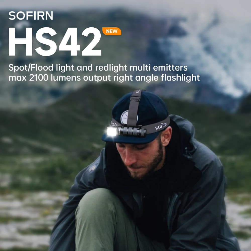 Sofirn HS42 Headlamp SST-40 18650 Rechargeable Torch 2100lm 6 LEDs with Red Light Spotlight Floodlight USB C with Magnet Tail