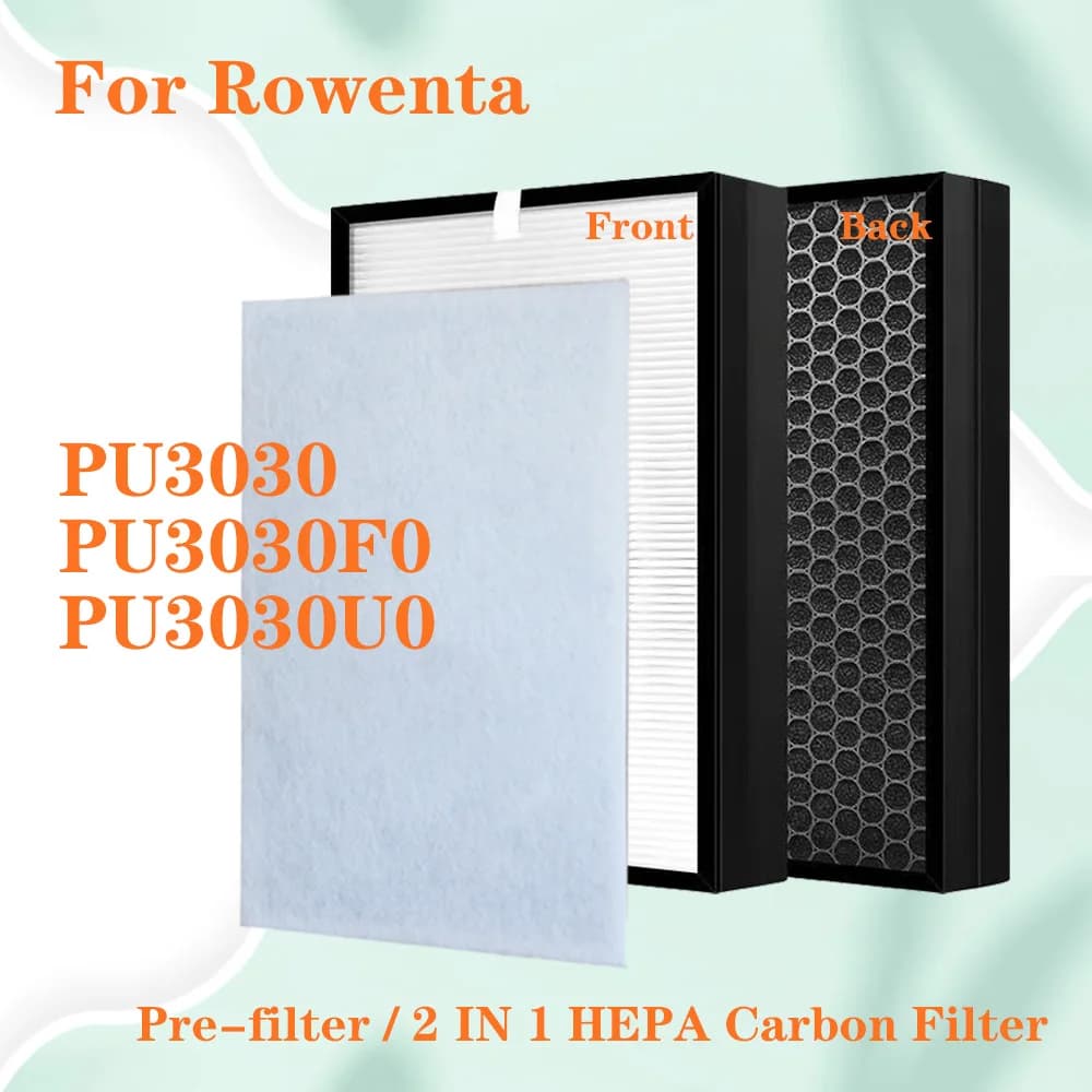 For Rowenta Pure Air PU3030 PU3030F0 PU3030U0 Air Purifier Replacement 2 in 1 HEPA and Carbon Filter XD6231U0