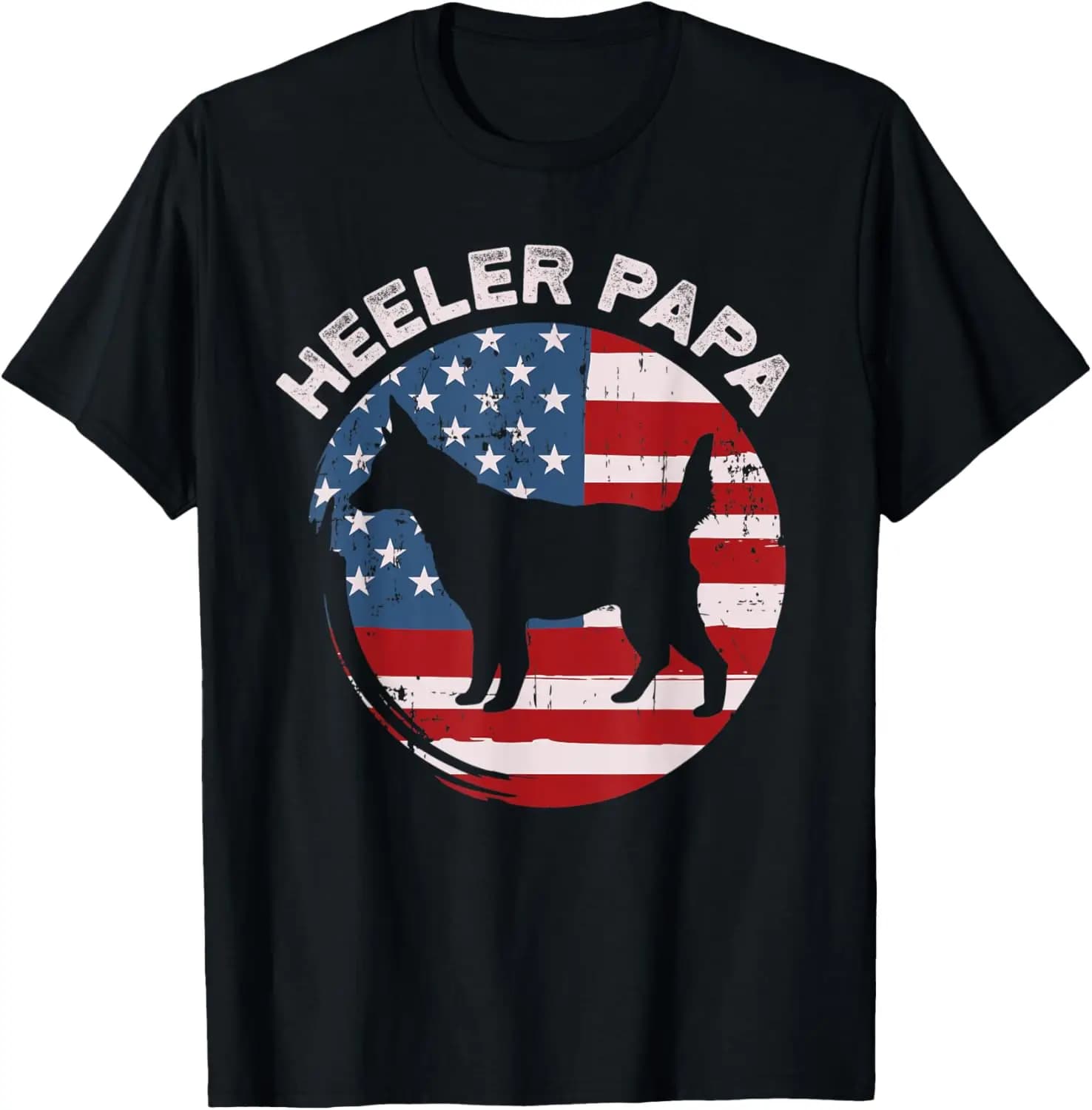 American Flag Blue Heeler Papa Red Australian Cattle Dog Dad T-Shirt