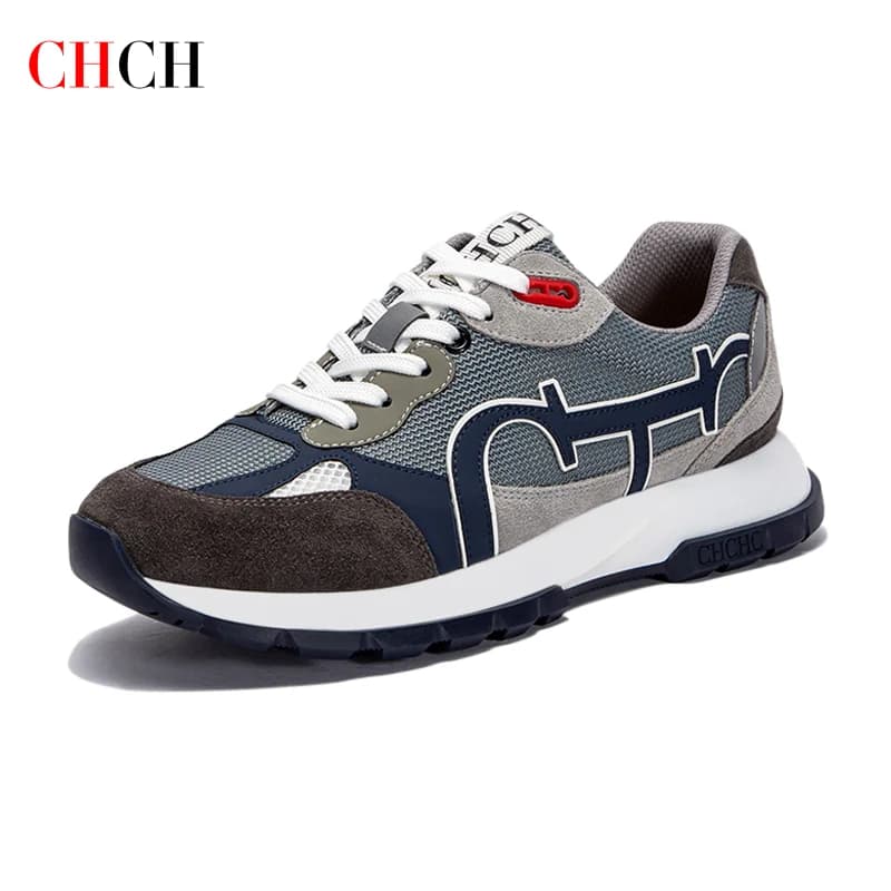 CHCH Men's Tennis Shoes - New Cow suede Mesh Splicing Men's Outdoor Sports Shoes - Bone Correction