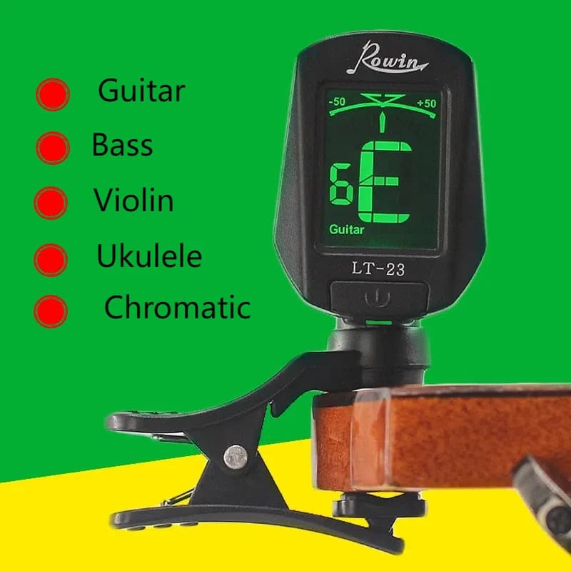 10pcs/Lot Rowin Guitar Ukulele Bass Violin Chromatic Mini Digital Tuner Clip-On LCD Display Guitar Afinador Tuner