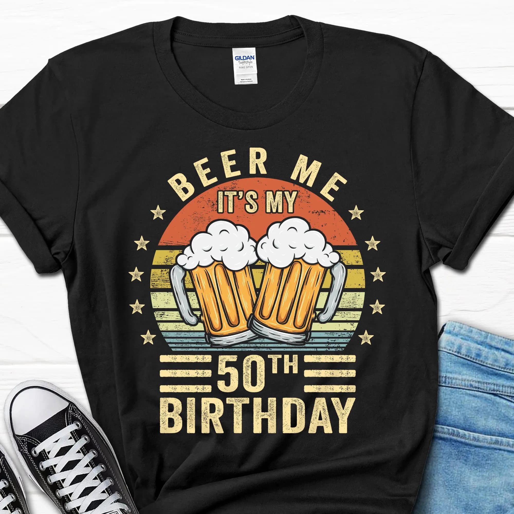 Beer Me It's My 50th Birthday T Shirt Vintage 50 for Him Dad Men's