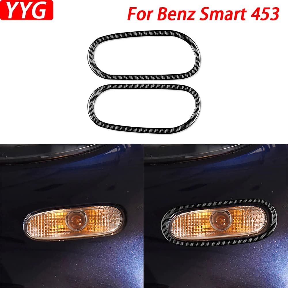 For Mercedes Benz Smart 453 Fortwo 2016-2021 Carbon Fiber Front Fog Light Panel Decorative Modification Accessories Sticker