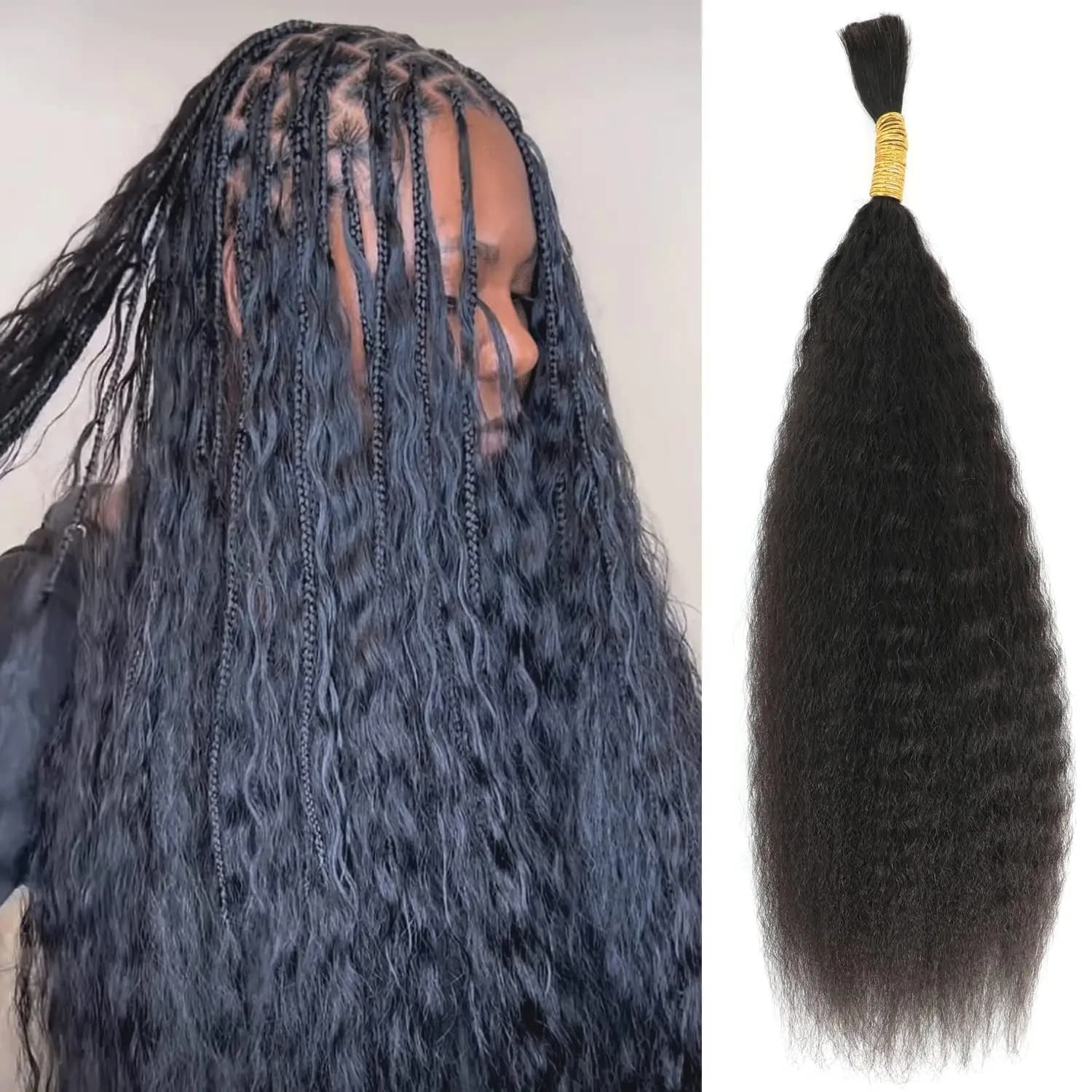 Brazilian Human Hair Bulk For Braiding Kinky Straight 100% Human Braiding Hair No Weft Bundles For Crochet Hair Natural Black