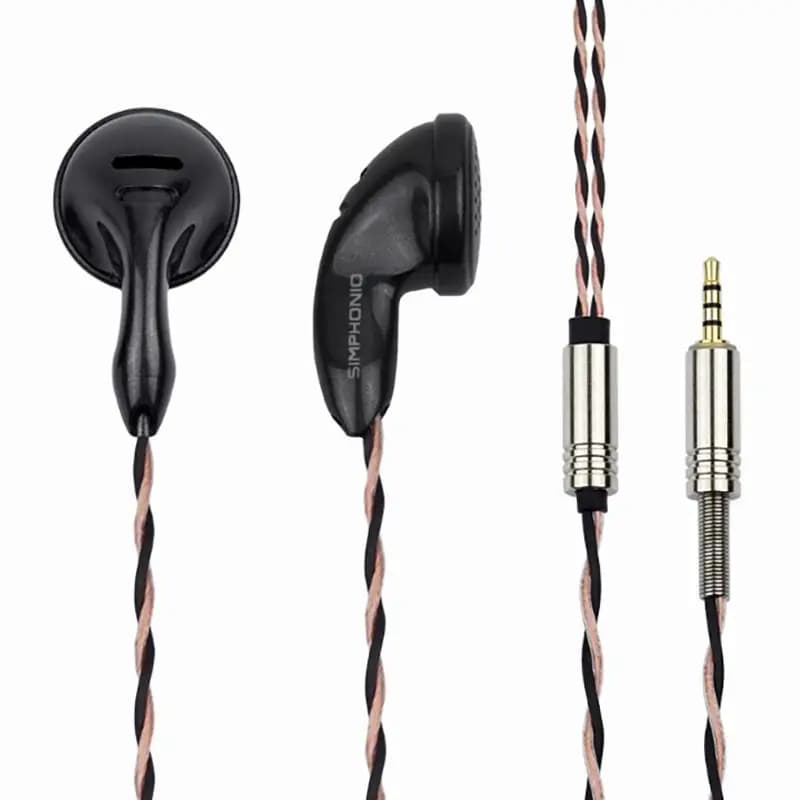 SimPhonio Dragon D3 Dynamic Driver HiFi Music Monitor DJ Studio Audiophile Earbuds Earphones Flat Head PK2 BK