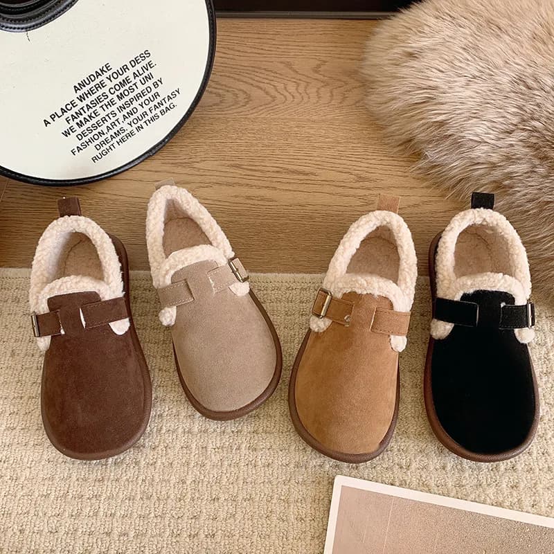 Autumn Winter Women Shoes Casual Flat Shoes Women Moccasins Soft Loafers Fashion Comfort Warm Plush Slip on Female Cotton Shoes