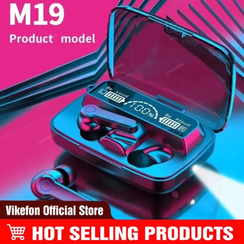 M19 Bluetooth Headset Wireless Tws Gaming Support Noise-cancelling Touch In-ear Mini Emergency Power Bank Headset