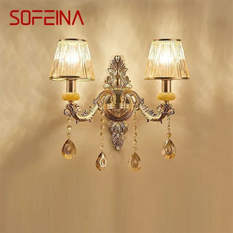 SOFEINA Luxury Crystal Wall Lamp European Living Room Bedroom Bedside Lamp Background Wall Corridor Villa Hotel Lighting