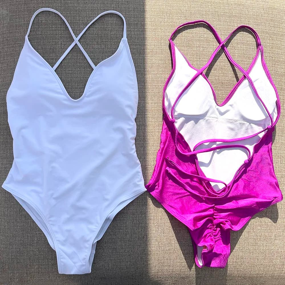 Sexy Padded One Piece Swimsuit Women Swimwear Solid Bathing Suit Monokini Swimming Suit Summer Beachwear maillot de bain femme