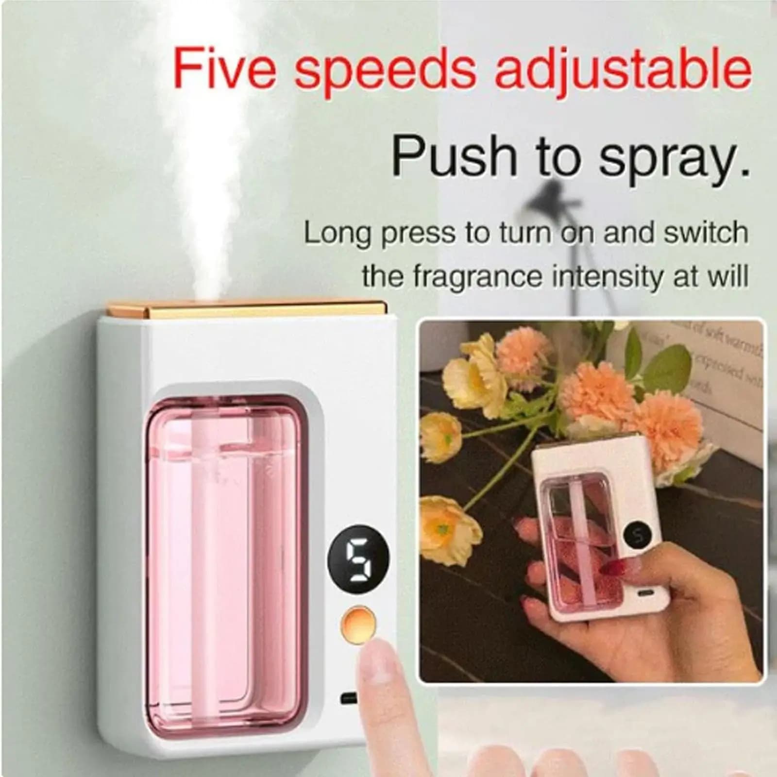 Humidifier Car Perfume Automatic Diffuser Aromatherapy with Display Essential Oil Bathroom Deodorization Air Freshener Jasmine