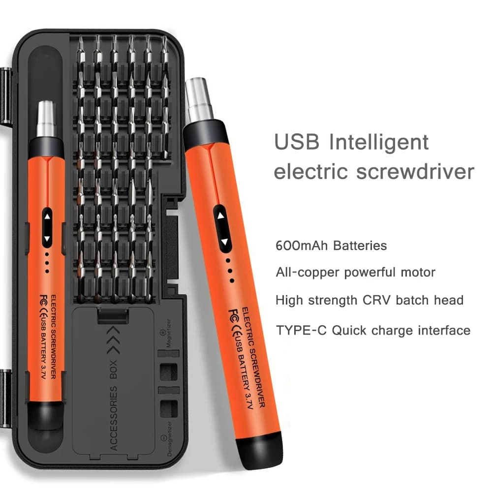Rechargeable Cordless Electric Screwdriver Set Precision Power Tool Kit Mini Drill for Mobile Phone Computer Repair CRV