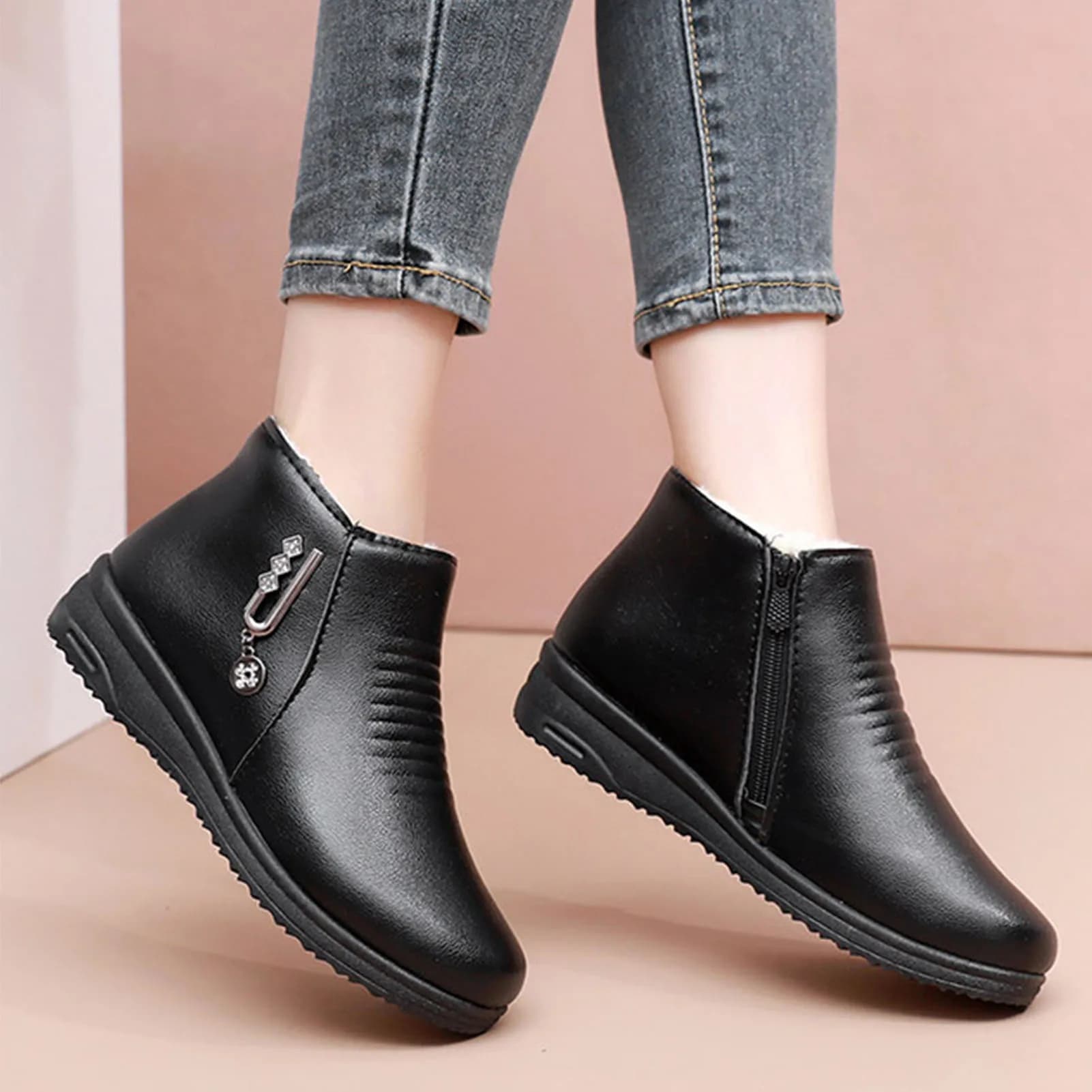 Women's Winter Warm Boot Waterproof Warm Ankle Booties Rain Boots for Halloween Thanksgiving Christmas Gifts