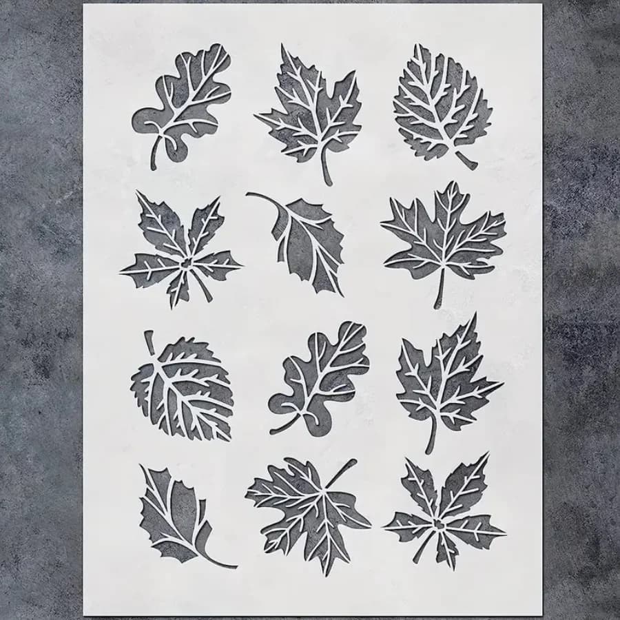 Assorted Leaf Stencils for Crafts - Oak, Maple, Vine Designs for DIY Decor, Cardmaking
