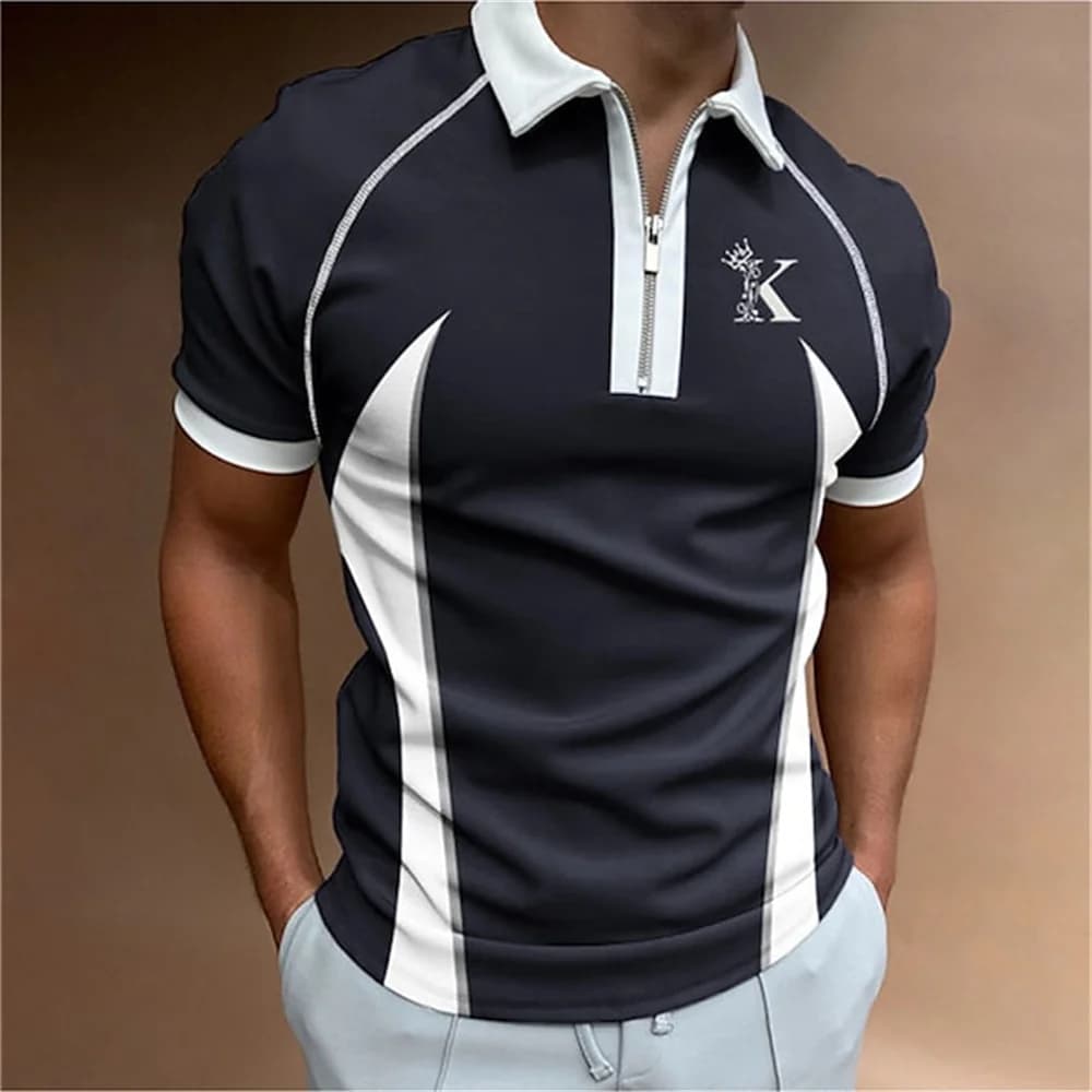 New Men's Polo Shirt 2023 Summer Stripes Short Sleeve T-shirts Casual Business Button Tops Tee Fashion Polo Shirts Man Clothing