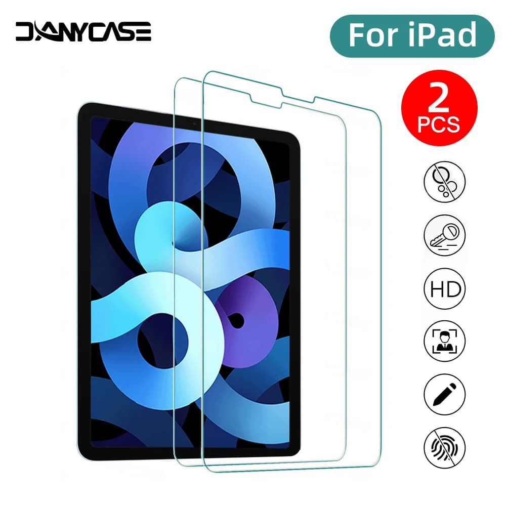 2pcs Tempered Glass Films for 2024 iPad Air 11/13 M2 Pro 11/13 M4 Screen Protector for iPad 3/4/5/6/7/8/9/10th Air 4/5 Pro 11
