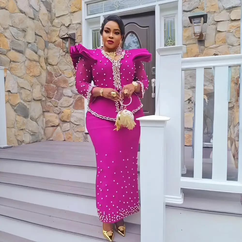 2024 african dresses for woman suit luxury women's elegant dress Mesh fabric women's clothing from turkey