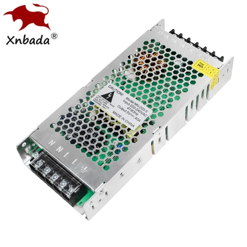 5V 40A LED Power Supply Lighting Transformer 200W Led Driver Adapter For WS2812B WS2813 WS2801 SK6812 SK9822 Strip AC200-240V