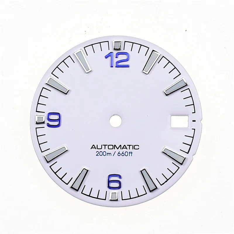 High Quality 28.5mm Watch Dial Nh35 With Green C3 Bright Luminous For Crown At 3 3.8 Clock SKX007 Nh35A Movement Mod Accessories
