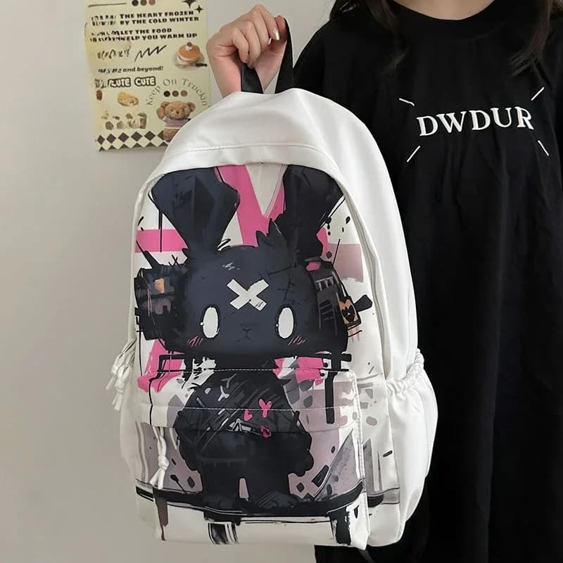 BOMO Cartoon Print Backpacks for Ladies Fashion Korean Style Scrawl Womens Backpack Kawaii Large Capacity Versatile Casual Bag