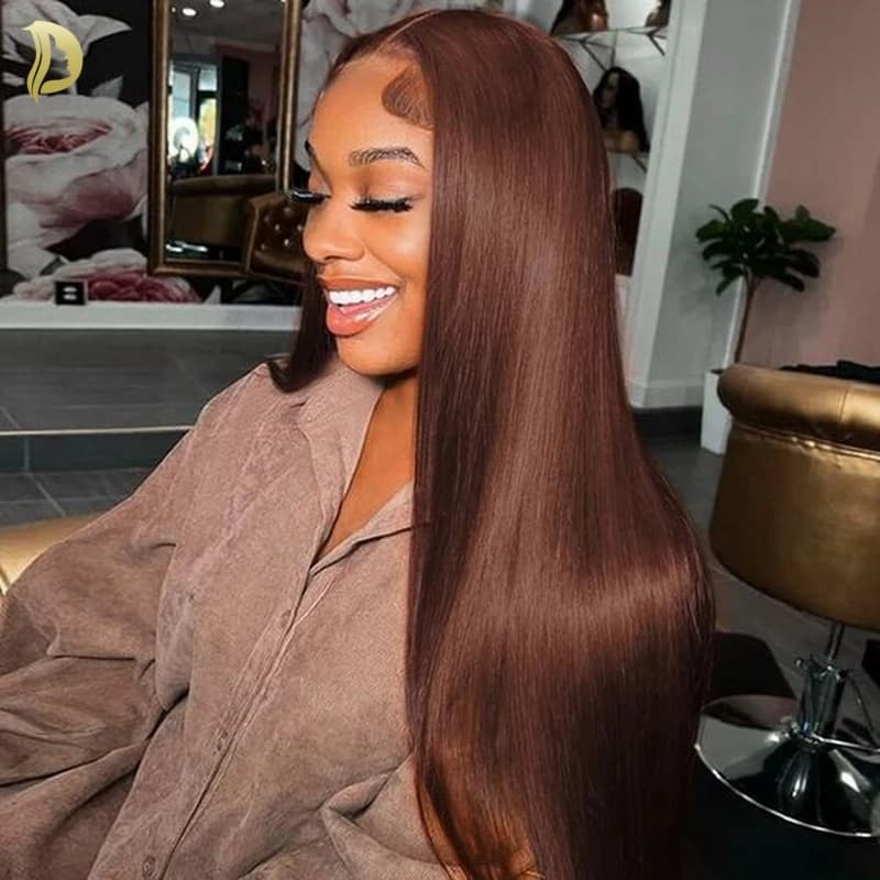 Reddish Brown Lace Frontal Wig Chocolate Brown Lace Front Wig Human hair Straight Lace Front Wigs Human Hair Brown Wig For Women