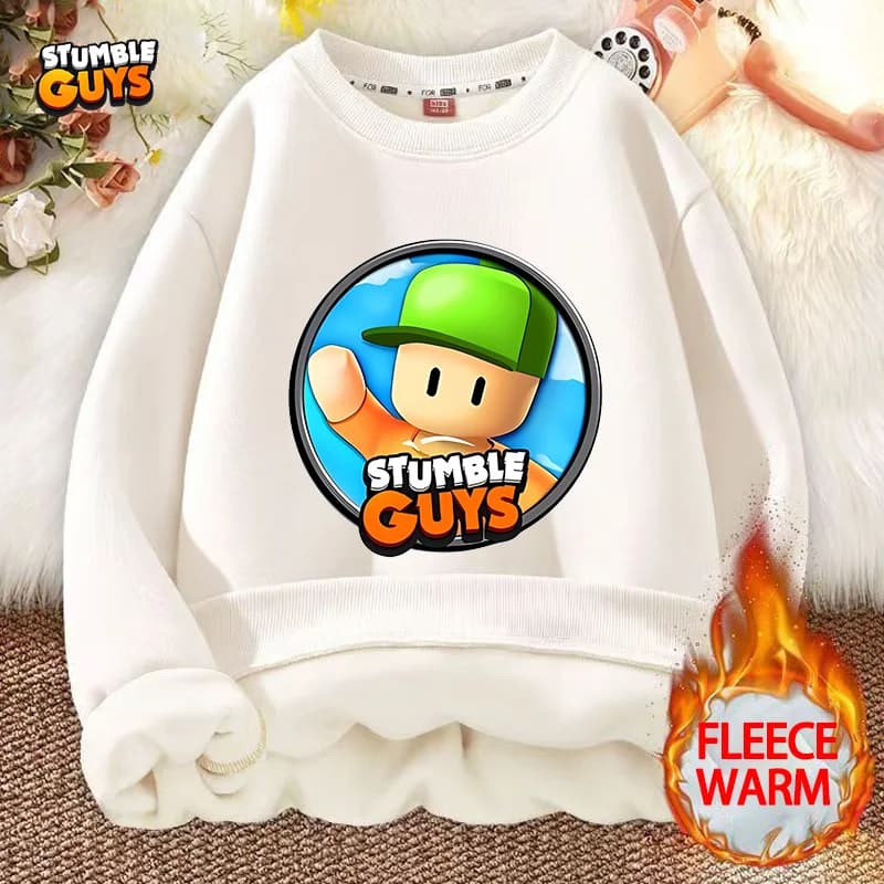 Stumble Guys Children Sweatshirt Floral Bow Print Tops Long-sleeved Loose Fashion Baby Girls Clothes Autumn Winter Kids O-neck