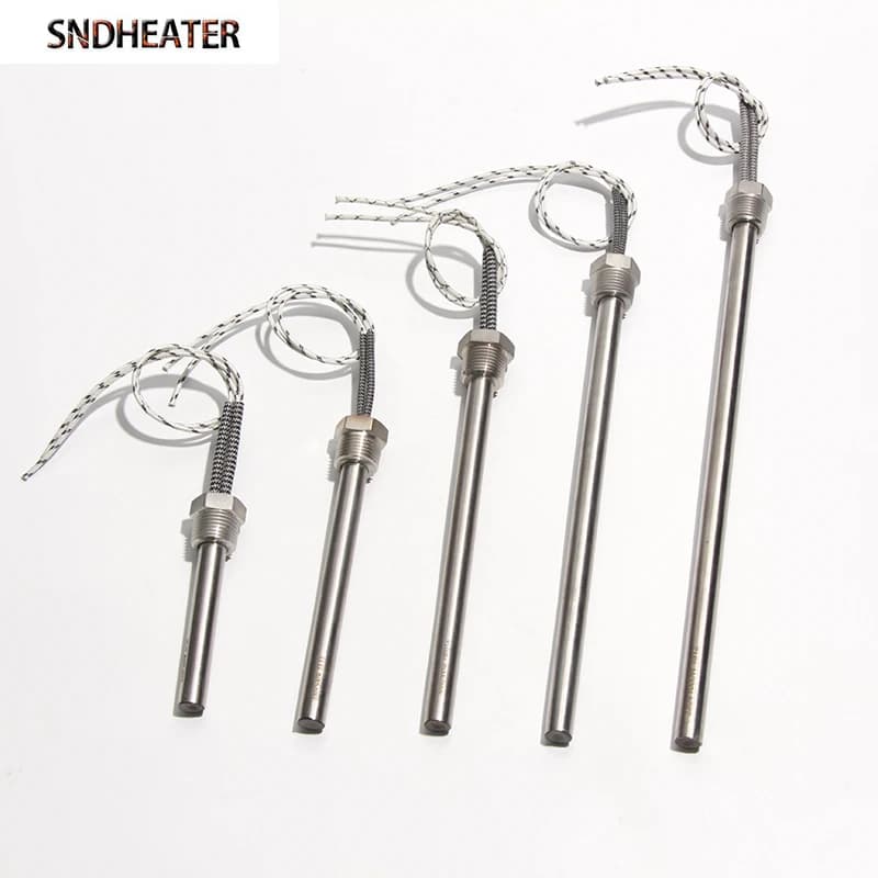 SNDHEATER 1KW Thread Single Head Electric Tube DN15/21mm(1/2") 201SS Tube 12x100-200mm Cartridge Heater 110/220/380V 1pc