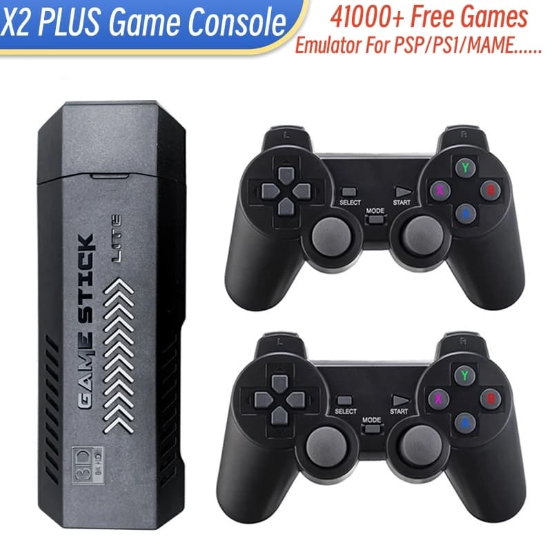 X2 Plus Game Stick Retro Video Game Console X2+ 128G With 41000 Games 40+ Emulators for PSP/PS1/MAME With Wireless Controllers