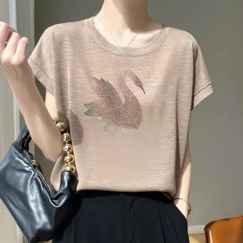 2024 New Summer Comfortable Short Sleeve Tops Casual O-neck Pullovers T-Shirts Ladies All-match Straight Trend Women's Clothing