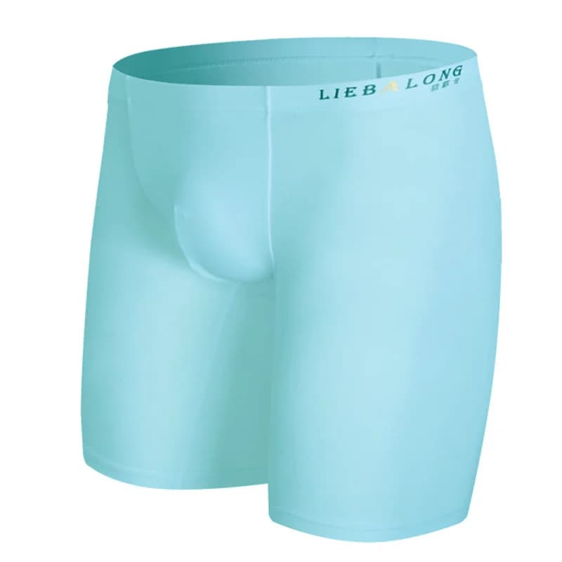 Men Trunks Long Legs Boxershorts Pouch Underwear Ice Silk Breathable Panties Wear-Resistant Boxer Shorts Sports Fitness Slip