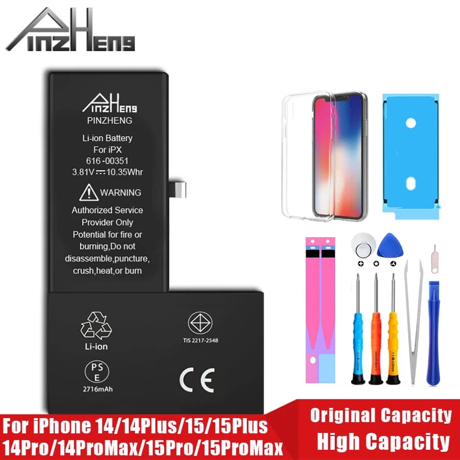 PINZHENG Real High Capacity Battery For iPhone 15 14 Pro Max 15 Pro 14 Pro 15 Plus 14 Plus 15 Pro Max Replacement Batteries
