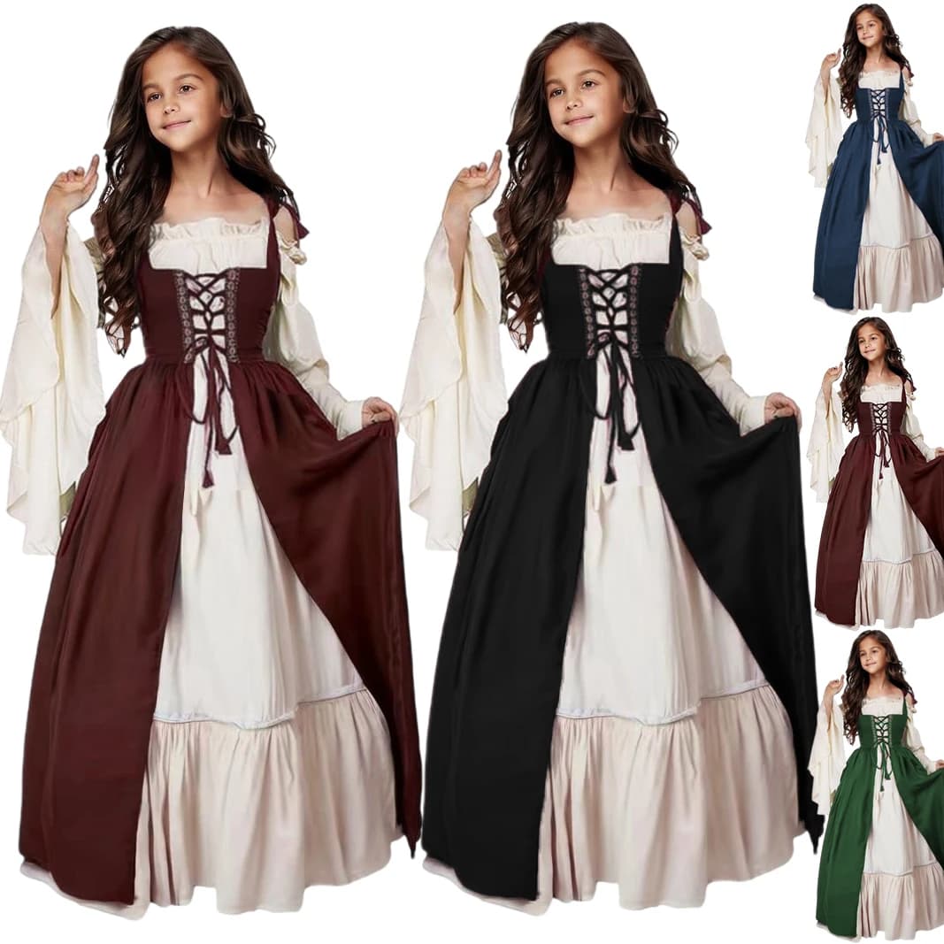 Cosplay Girls Medieval Renaissance Costumes  Suit Dress Victorian Princess Steampunk Long Dress Plus Size