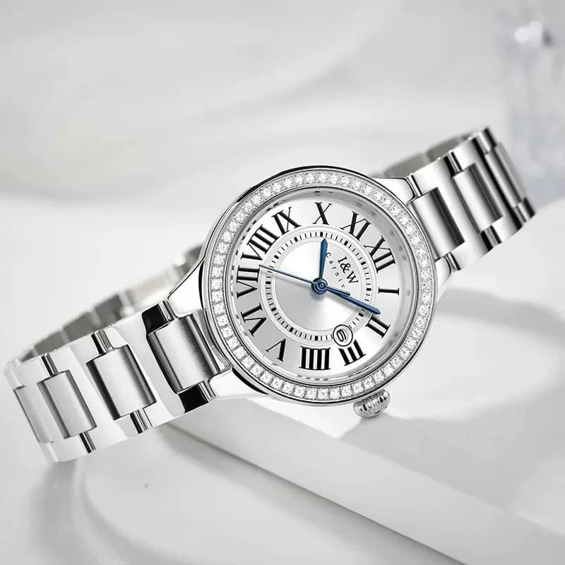 IW Women's Crystal Luxury Women Bracelet Watches Top Brand Fashion Diamond Ladies Quartz Watch Steel Female Wristwatch New
