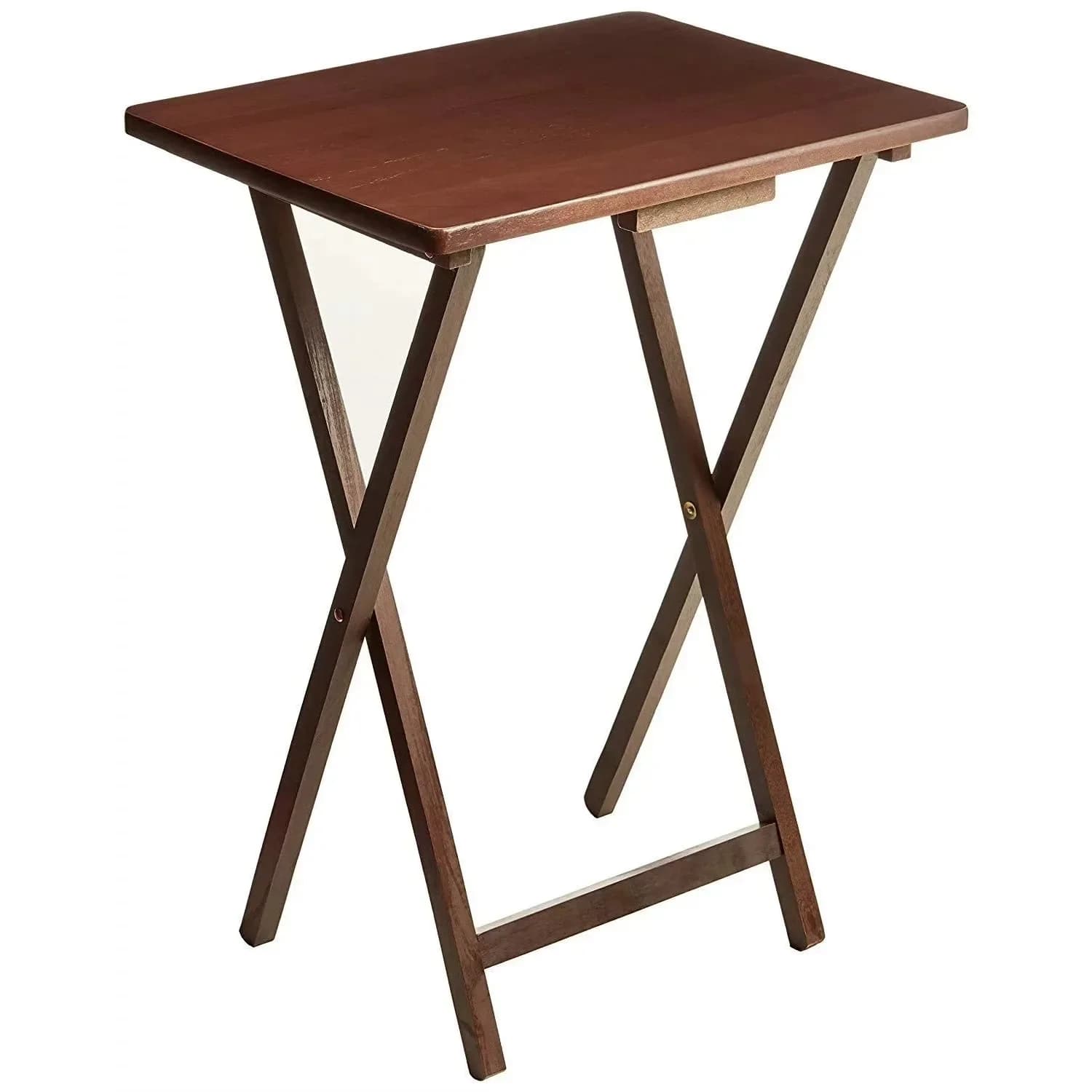 Indoor Single Folding TV Tray Table - Walnut L 19 x  W 15 x H 26